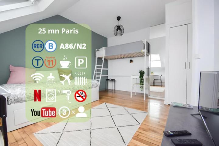 Disponible - Appartement Entier - 10Mn Rer B Aeroport Cdg - Paris Gare Du Nord, T11 Express, Le Bourget, Tout Equipe, Netflix Gratuit, 3 Personnes, 4Eme Etage, Escaliers, Parc Des Expositions, Parking Rue Gratuit Apres 19H 德朗西 外观 照片